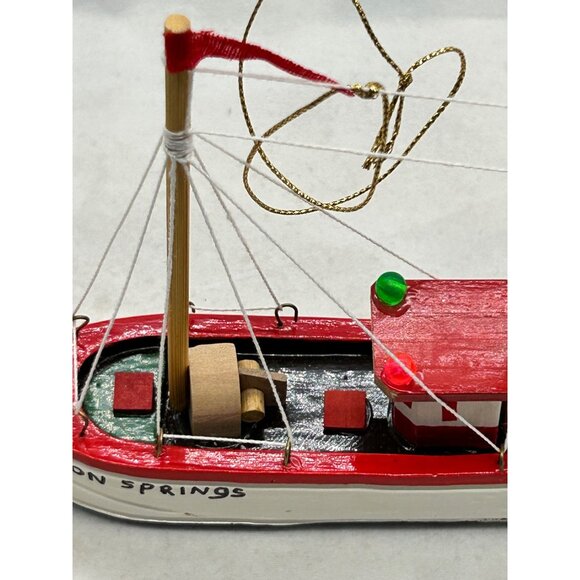 Wooden Model Fishing Boat Christmas Ornament Beach Sea Decor Tarpon Springs Fl - Picture 5 of 7